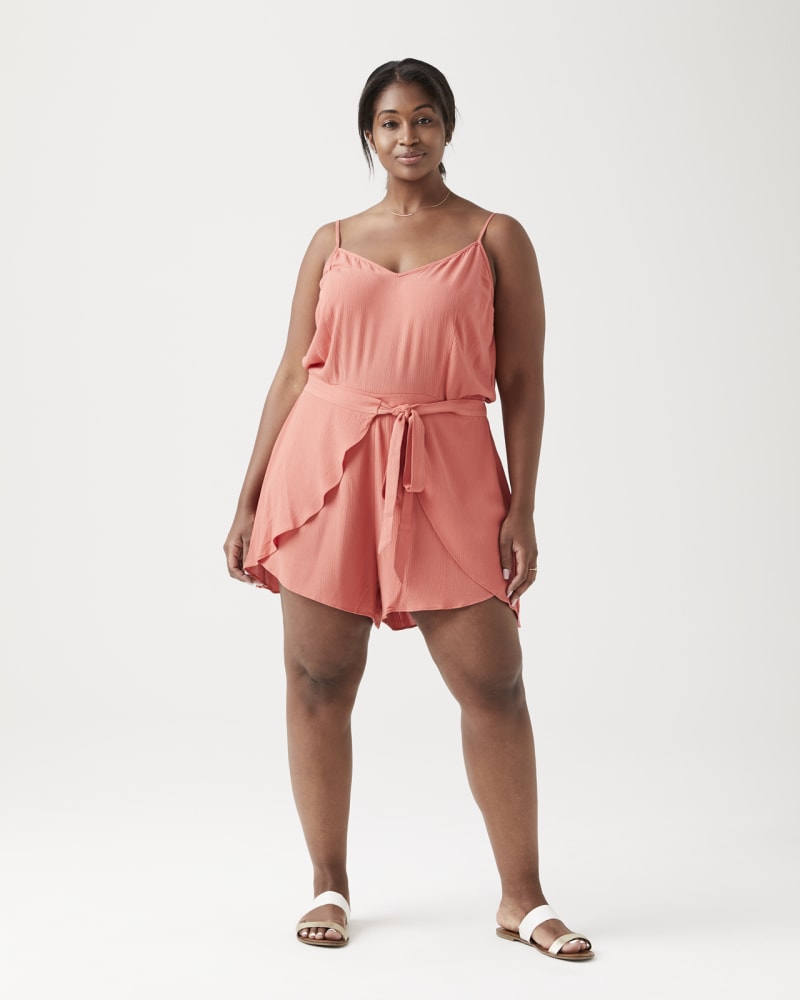 Plus size model wearing Vivian Tie Romper by City Chic | Dia&Co | dia_product_style_image_id:131547